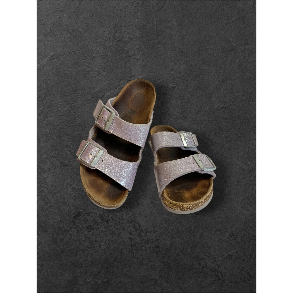 Birkenstock Arizona Sandals Girls Size 34 Purple Glitter HTF Sparkly Slides‎